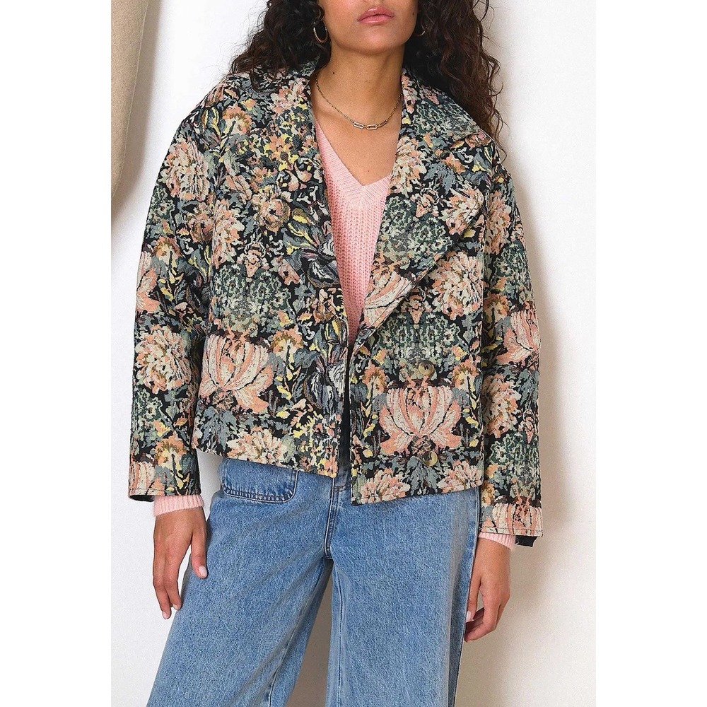 Garance Paris Jacket Vests Tripoli Green XS Floral Jacquard Blazer